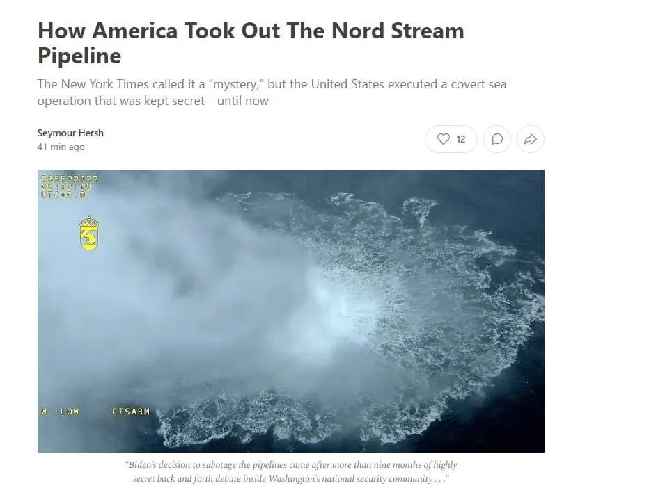 ‼️🇺🇸时隔5个月，北溪爆炸案水落石出。

获得普利策新闻奖的美国著名调查记