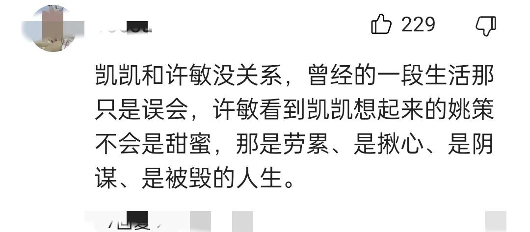 有网友说许敏想起和姚策的生活不会是幸福的，甜蜜的，而是劳累，忧心，揪心，阴谋，被