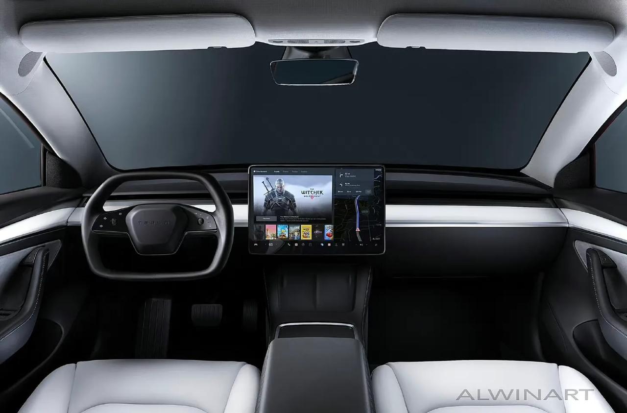 疑似下一代特斯拉model 3/Y的内饰图，更简单、更炫酷，毛胚房换总统房了。感