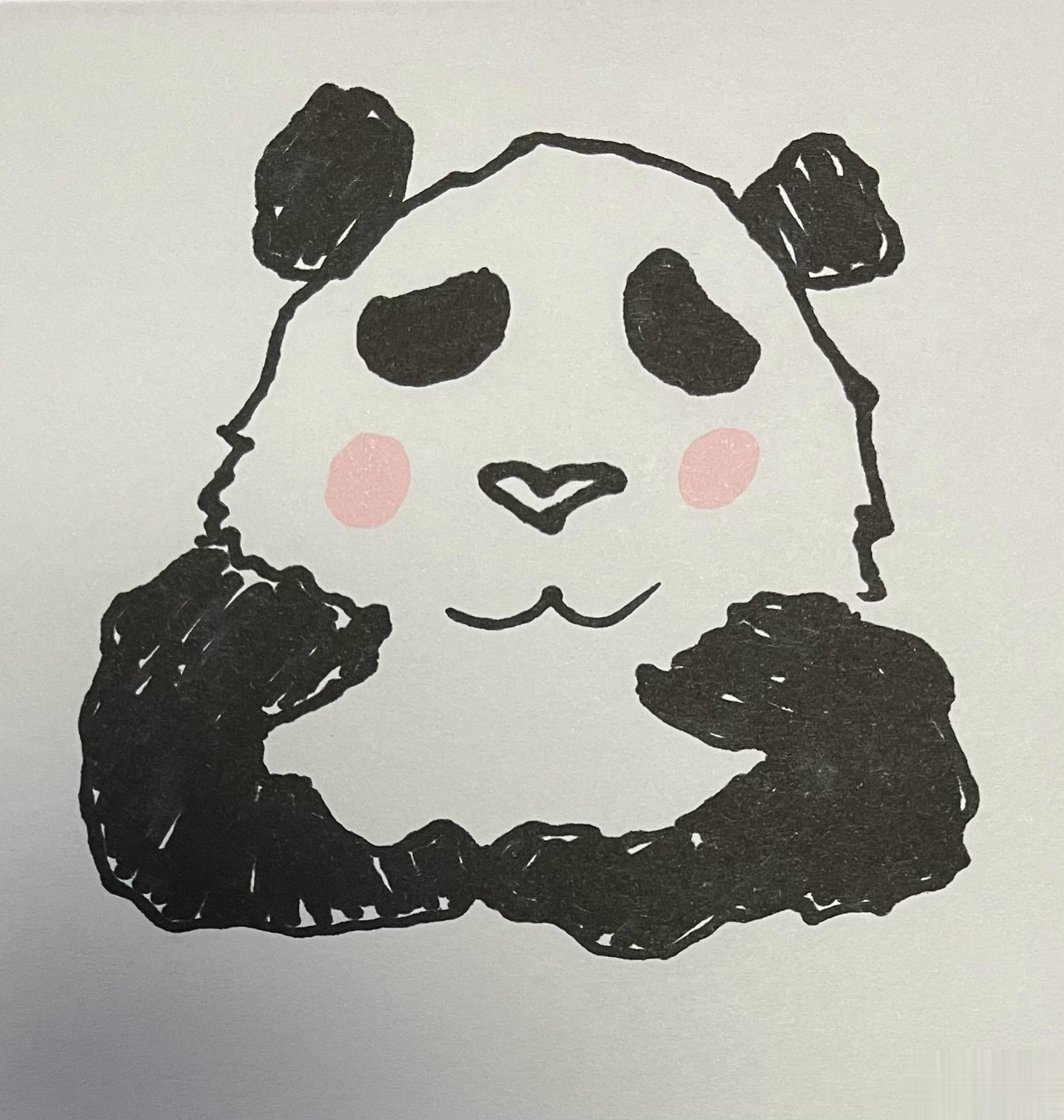 气死了[允悲][允悲][允悲]小宝做手抄报，画了一个大熊猫。结果颜色渗到桌子上了