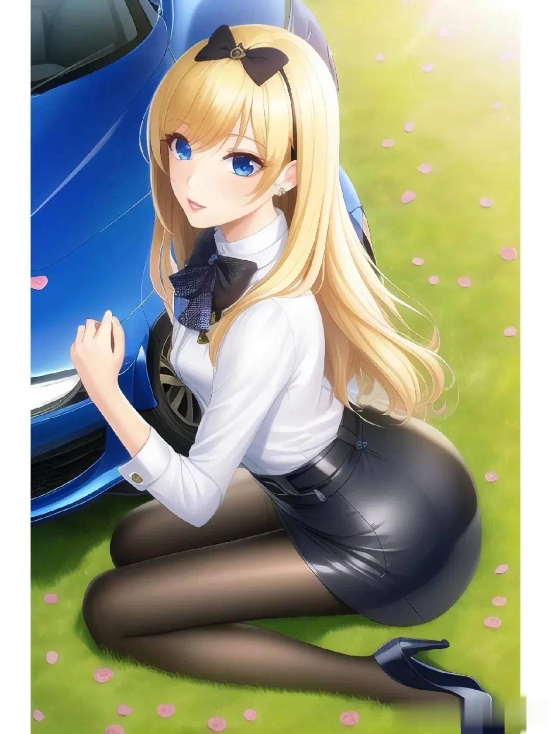 OL装扮的金发小美人儿
  