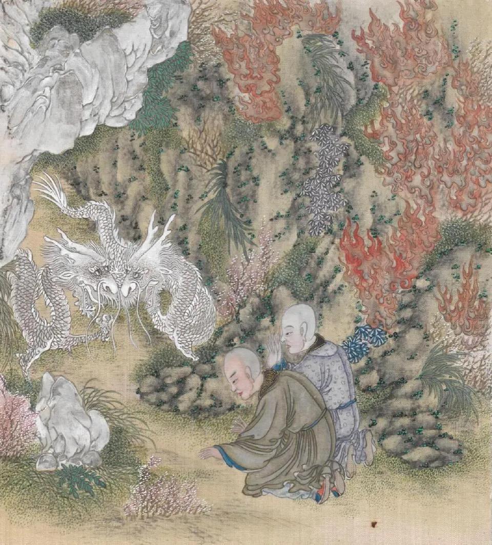 【佚名 清 《聊斋全图》】
《聊斋全图》是描绘《聊斋志异》故事情境的彩绘连环画，