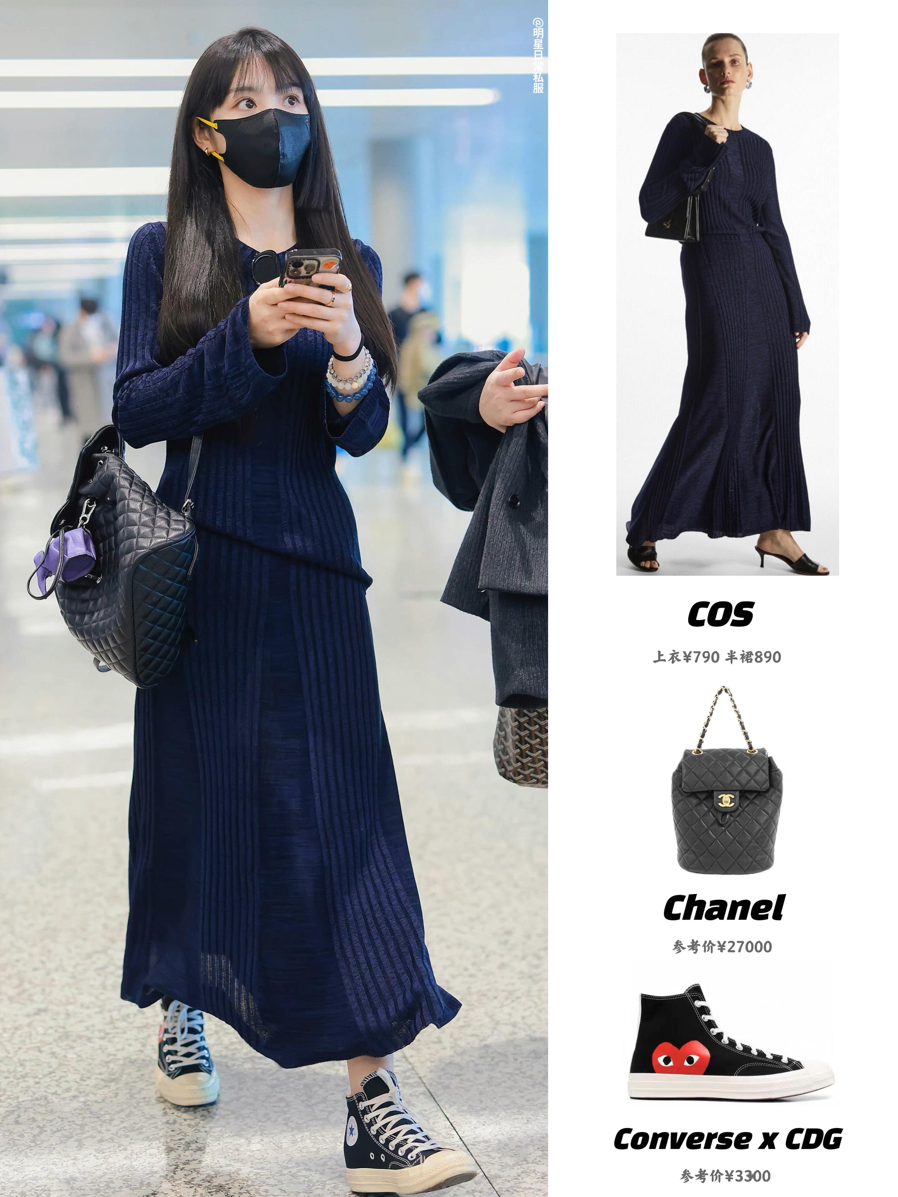 田曦薇机场私服，这套装很能展示她的优势，原来她真的又瘦又高！ ​​​