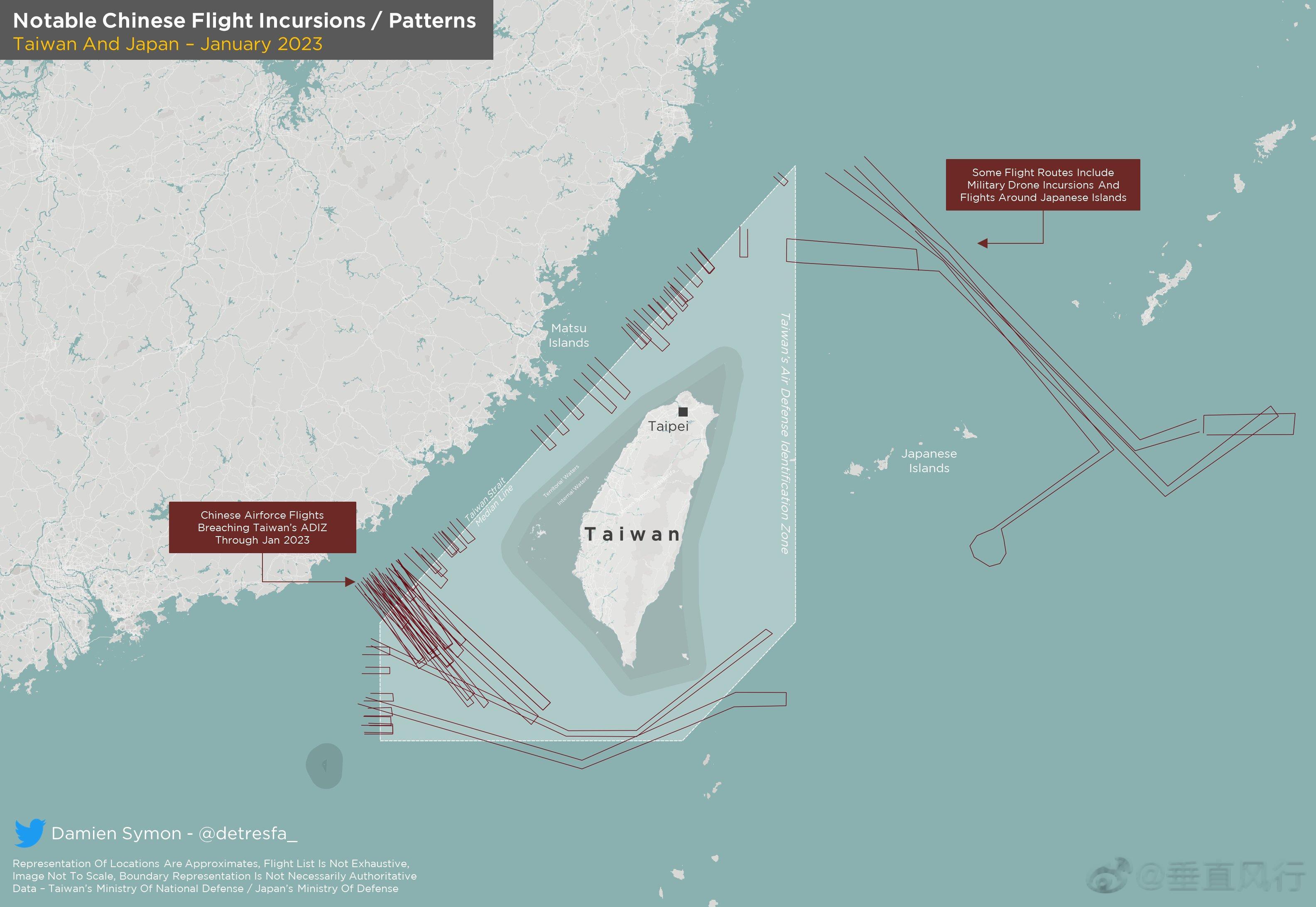 2023年以来台湾海峡上空解放