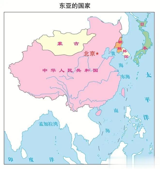 东亚五国，从大到小从多到少：
面积：中蒙日朝韩
人口：中日韩朝蒙
经济：中日韩朝