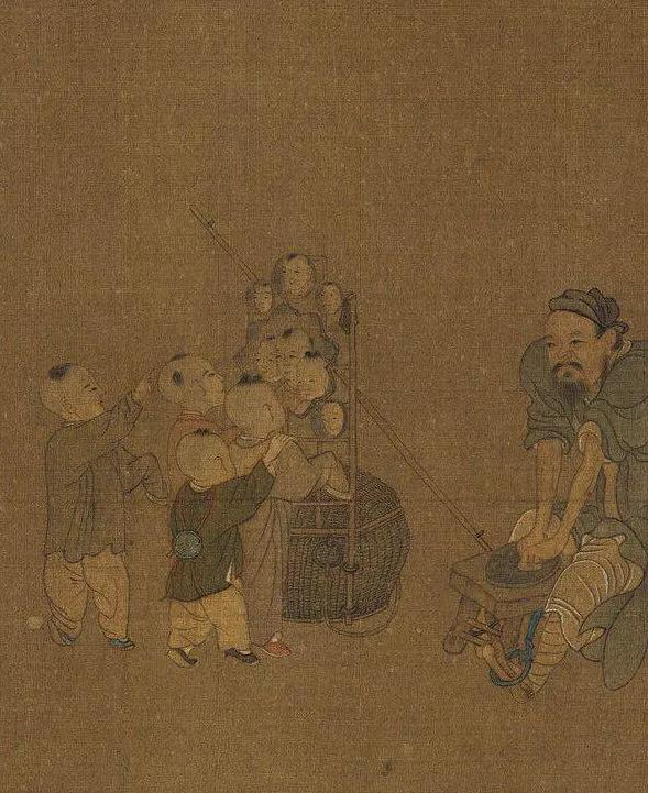 【镜中人:对镜簪花.淡扫蛾眉】
 
图一 《童戏图》（磨镜婴戏图）宋 佚名 私人