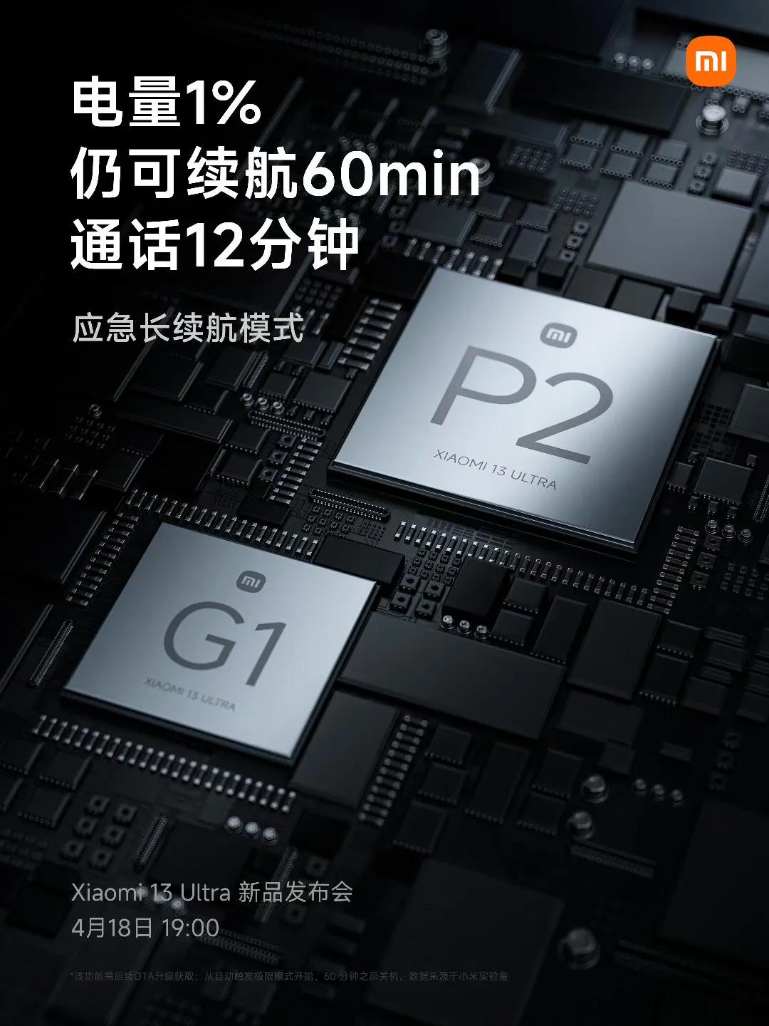 【小米13Ultra搭载双自研芯片】
小米13 Ultra搭载澎湃P2 G1芯片