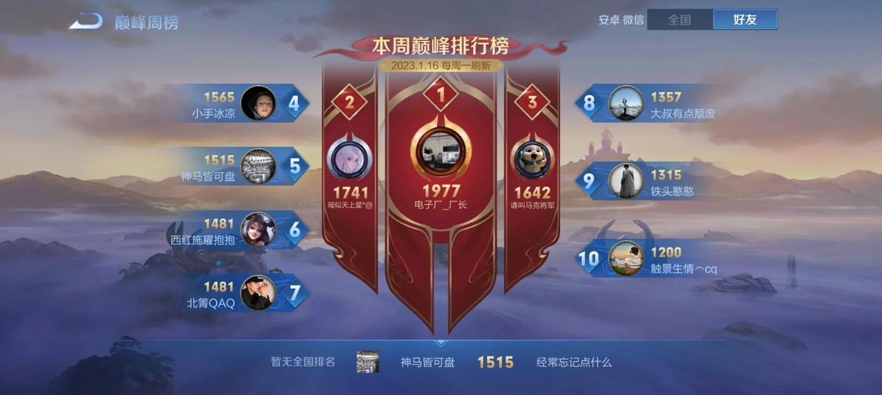 趁周末打打巅峰，终于上1500