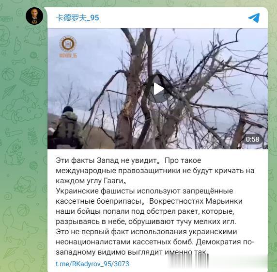 俄媒：乌克兰向俄军发射集束弹药，瞬间摧毁俄军一个营，数百人惨死

卡德罗夫在个人