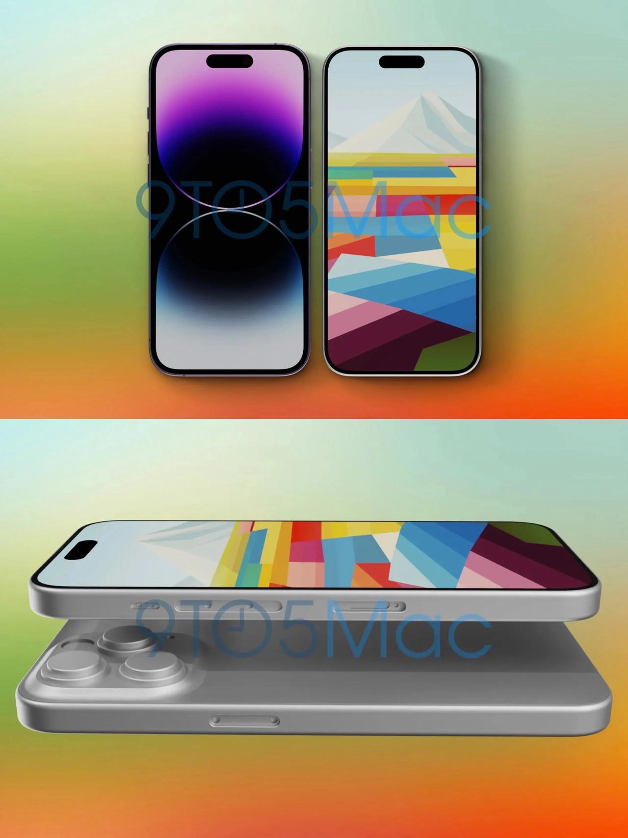  iPhone 15 Pro最新渲染图，对比iPhone 14 Pro屏幕边框进