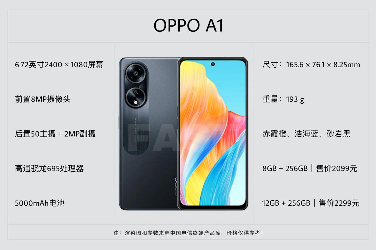 OPPO A1现身中国电信终端产品库，采用6.72英寸1080P屏幕，后置50M