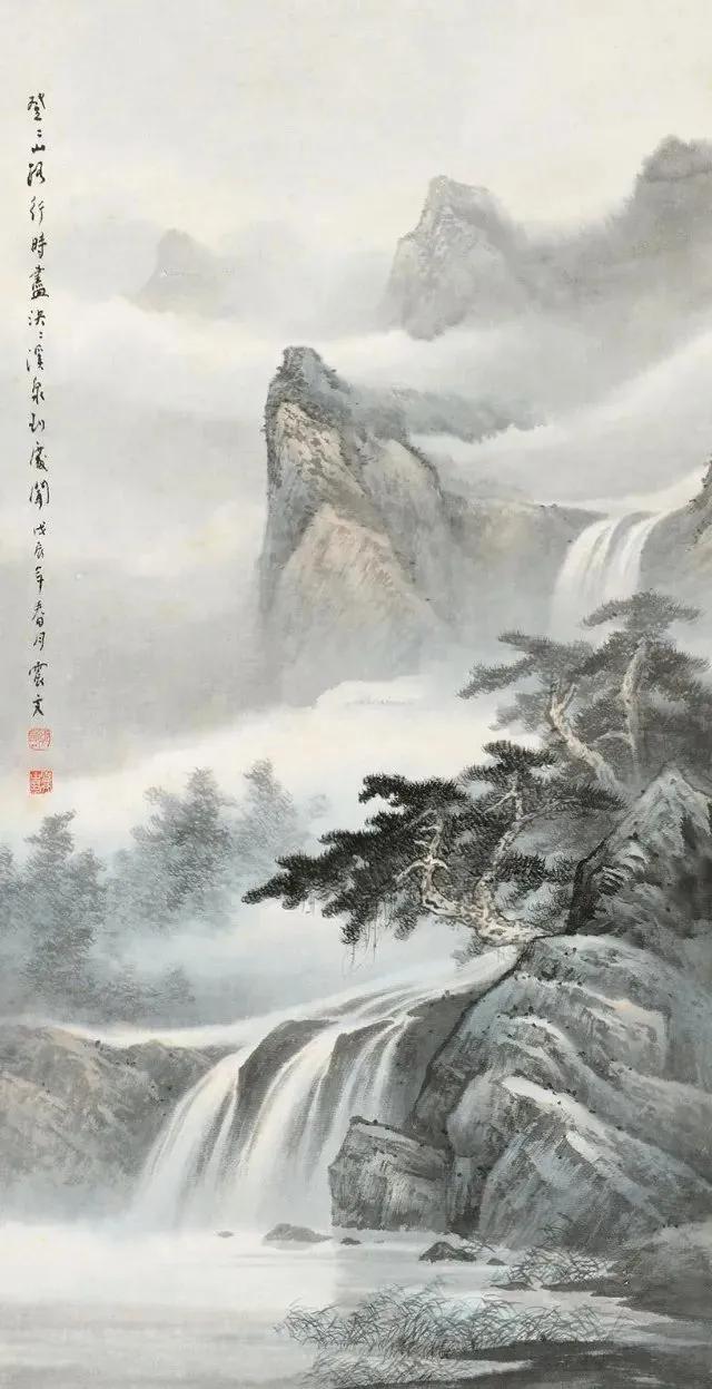 
这山水柔美清灵，大气磅礴而不失秀逸典雅，笔墨挥洒自如！Ⅰ乐震文·绘
 