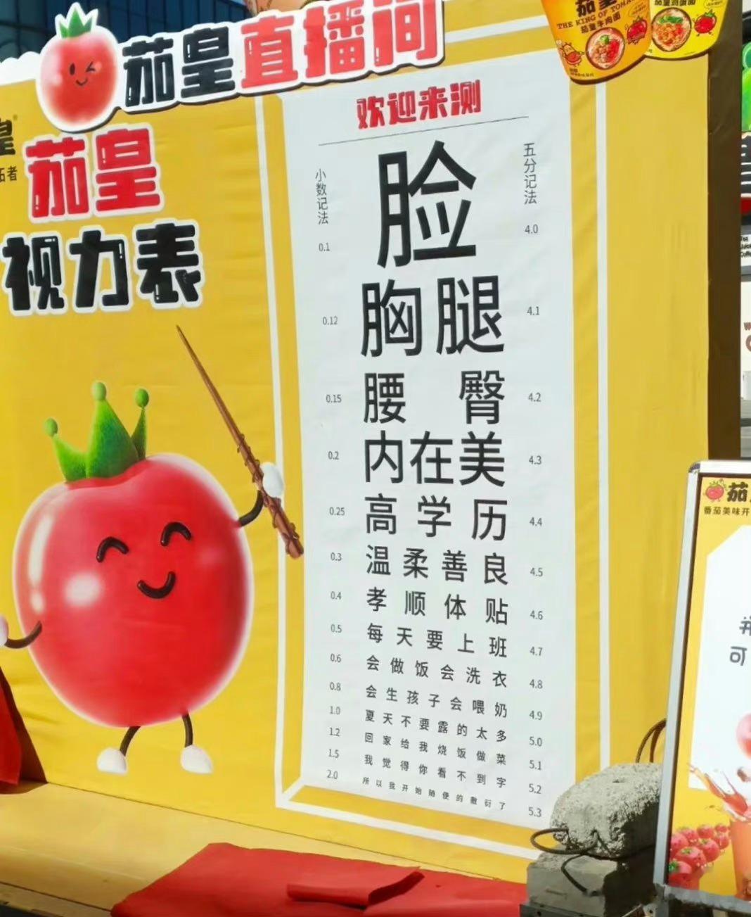  给茄皇公关方案，建议做一张跟这张相对的审视男性视力表[二哈][二哈] ​​​