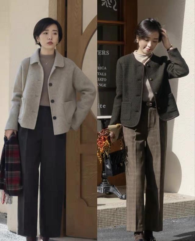 短款外套本身其实就具有比较强烈的风格，像是柔软的针织衫外套本身就属于温柔淑女风格