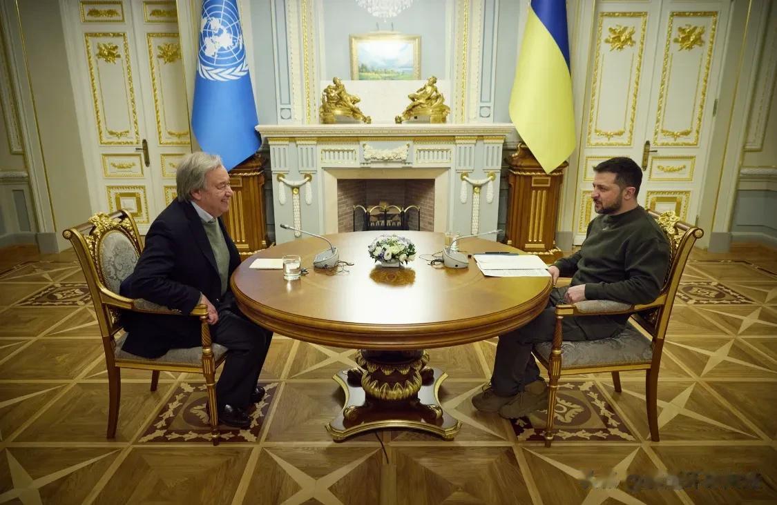 联合国秘书长 António Guterres 与乌克兰总统 Volodymyr