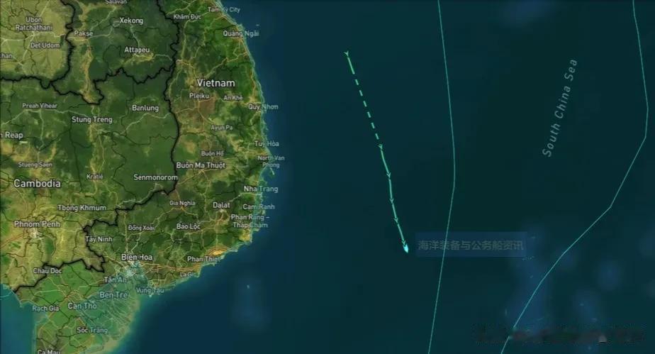 据越南网民发布的2月16日截取AIS航迹图显示，中国海警5901舰正在向中国南海