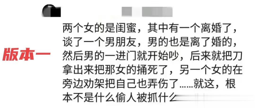 仙桃发生命案，目击者透露了案发的细节，导致了多个版本的曝光。

第一个版本：这两