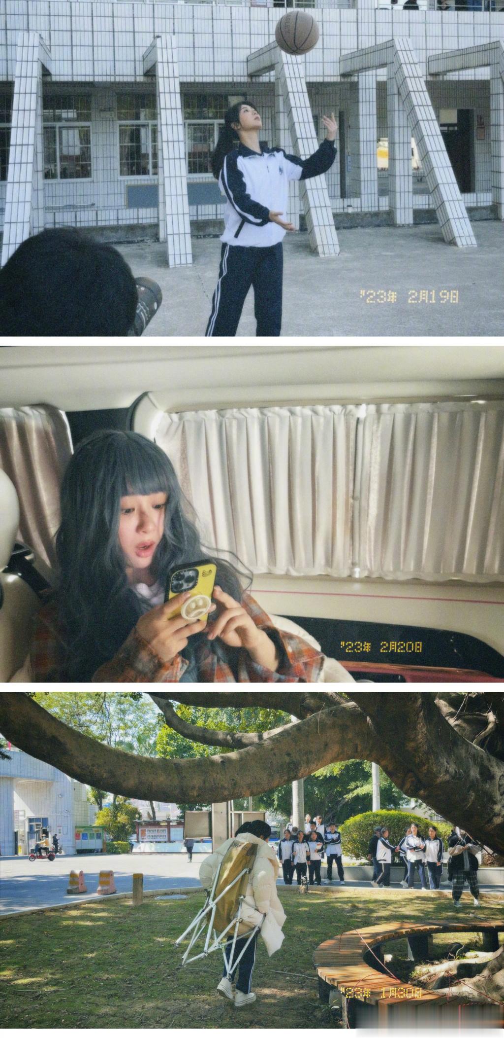 #杨紫199爱剧组日常随拍# 杨紫晒《199爱》剧组日常胶片感随拍，是活泼可爱的