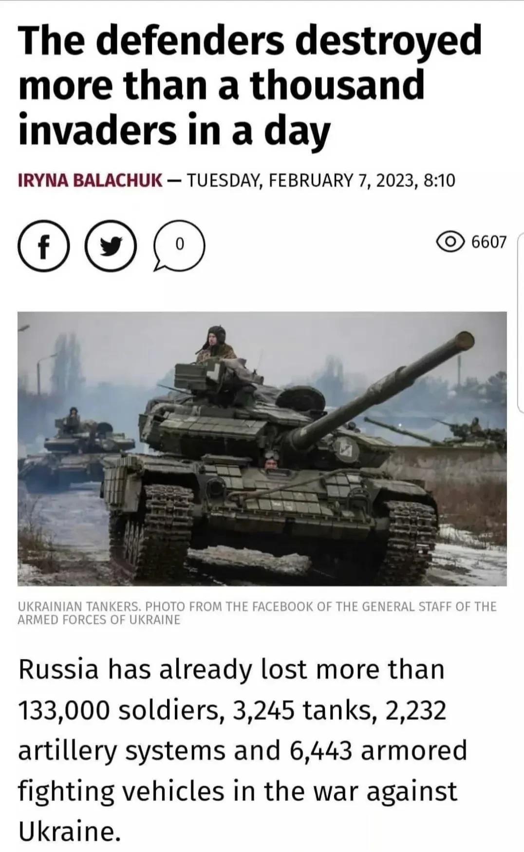 守军在一天之内消灭了一千多名入侵者。
在与乌克兰的战争中，俄罗斯已经损失超过13