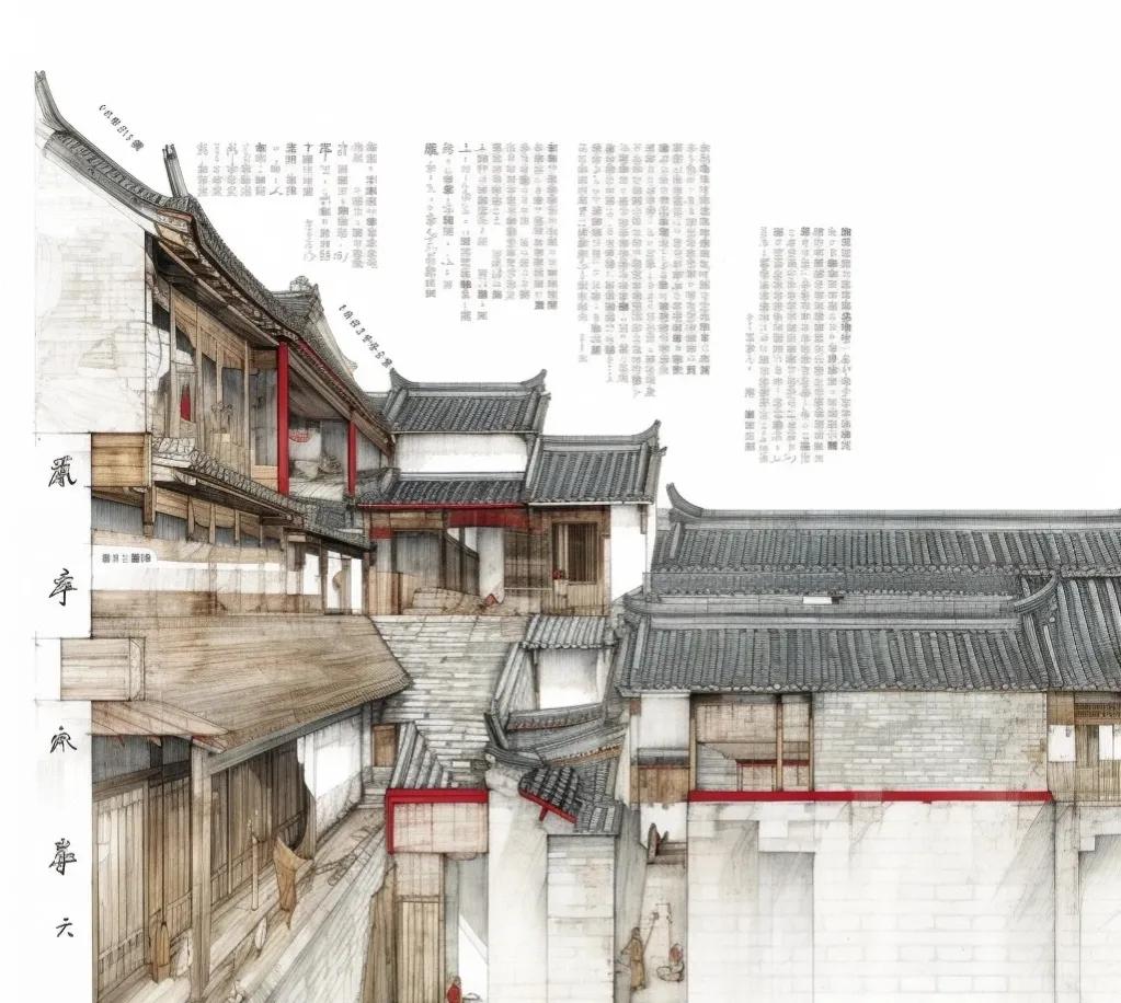 古建筑测绘图，坐标徽州，手绘功力绝了。