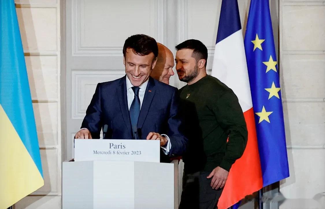 法国总统 Emmanuel Macron、乌克兰总统 Volodymyr Zel