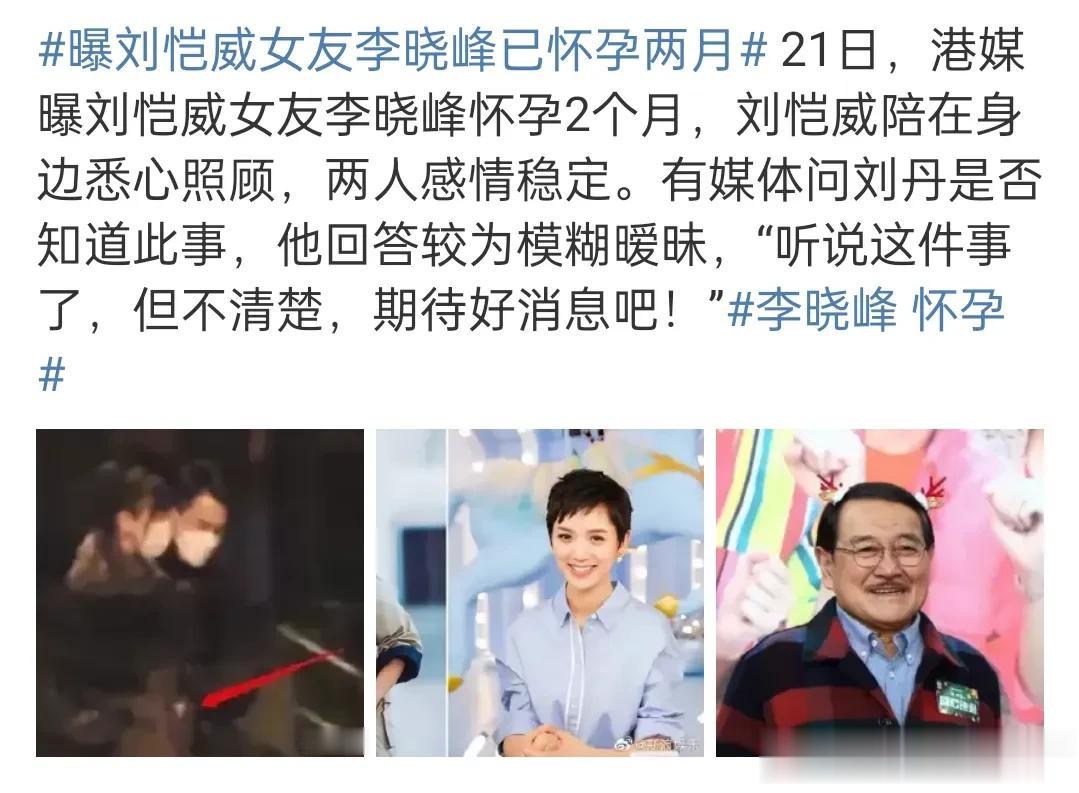 网传李晓峰怀孕两个月了刘恺威喜当爹？

今天，21号港媒拍到刘恺威和李晓峰一起的