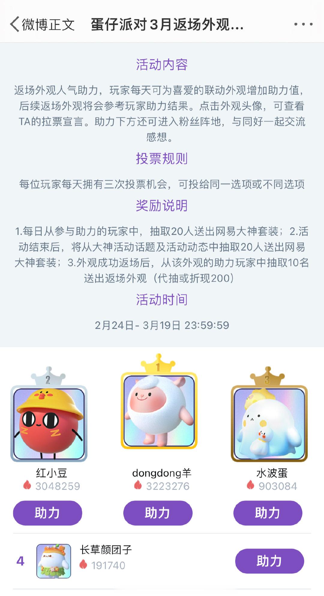 dongdong羊现在领先将近20万票，这个月的返场八九不离十啦[憧憬]#蛋仔派