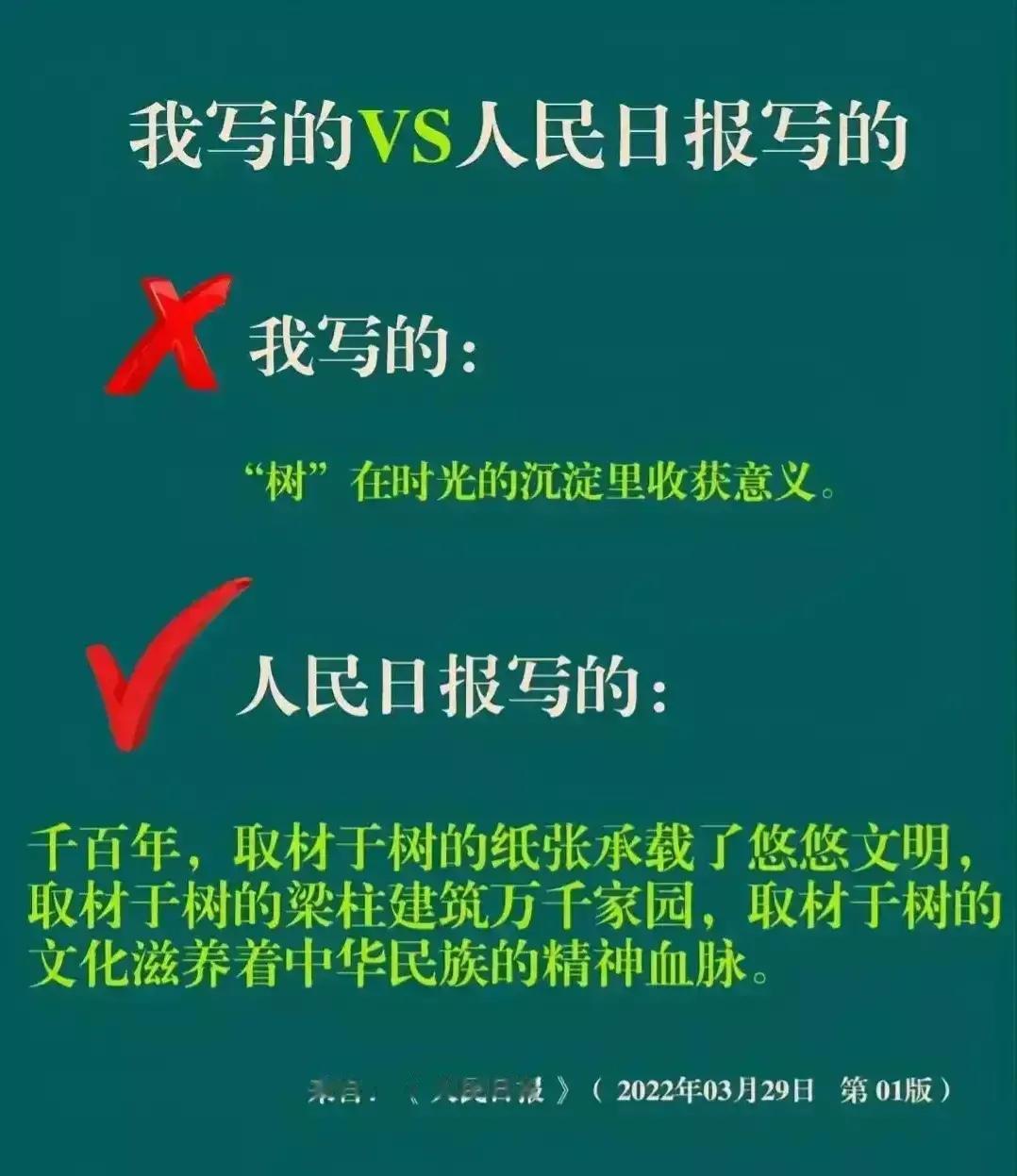 我写的VS人民日报写的，不比不知道，一比可吓一跳了，看了人民日报写的每一句都富有