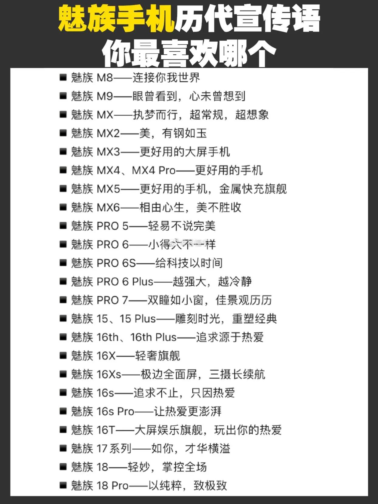 魅族手机历代宣传语，你印象最深的是哪一代产品 魅族手机 #魅族20