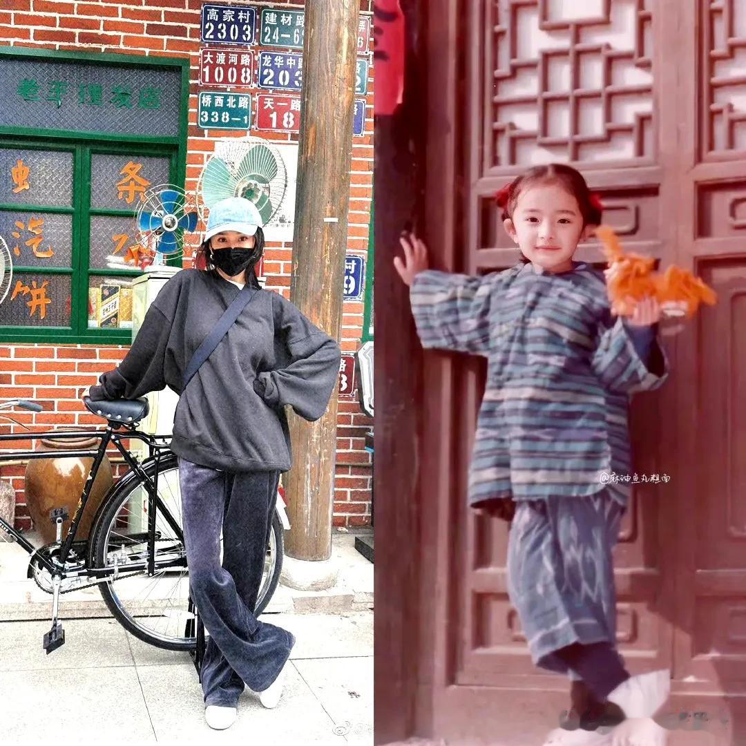 天生丽质，从小美到大！看杨幂这对比图，不得不服，还真是一模一样，有点等比例长大的