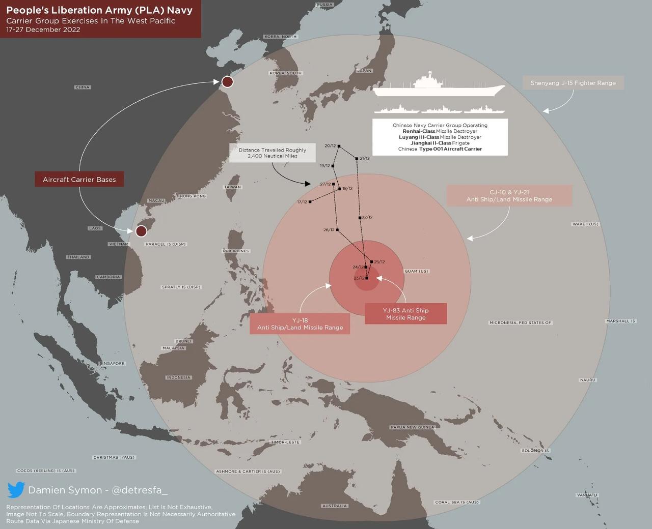 “辽宁号”航母战斗群在关岛附近