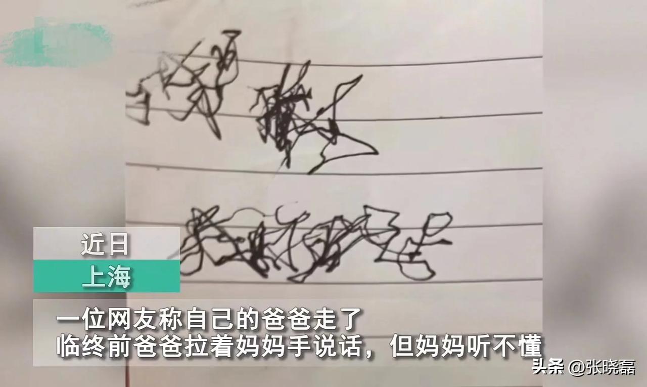 “我再也没有爸爸了！谁能告诉我爸爸临终前写的是什么字？”近日，上海，有女子求助称