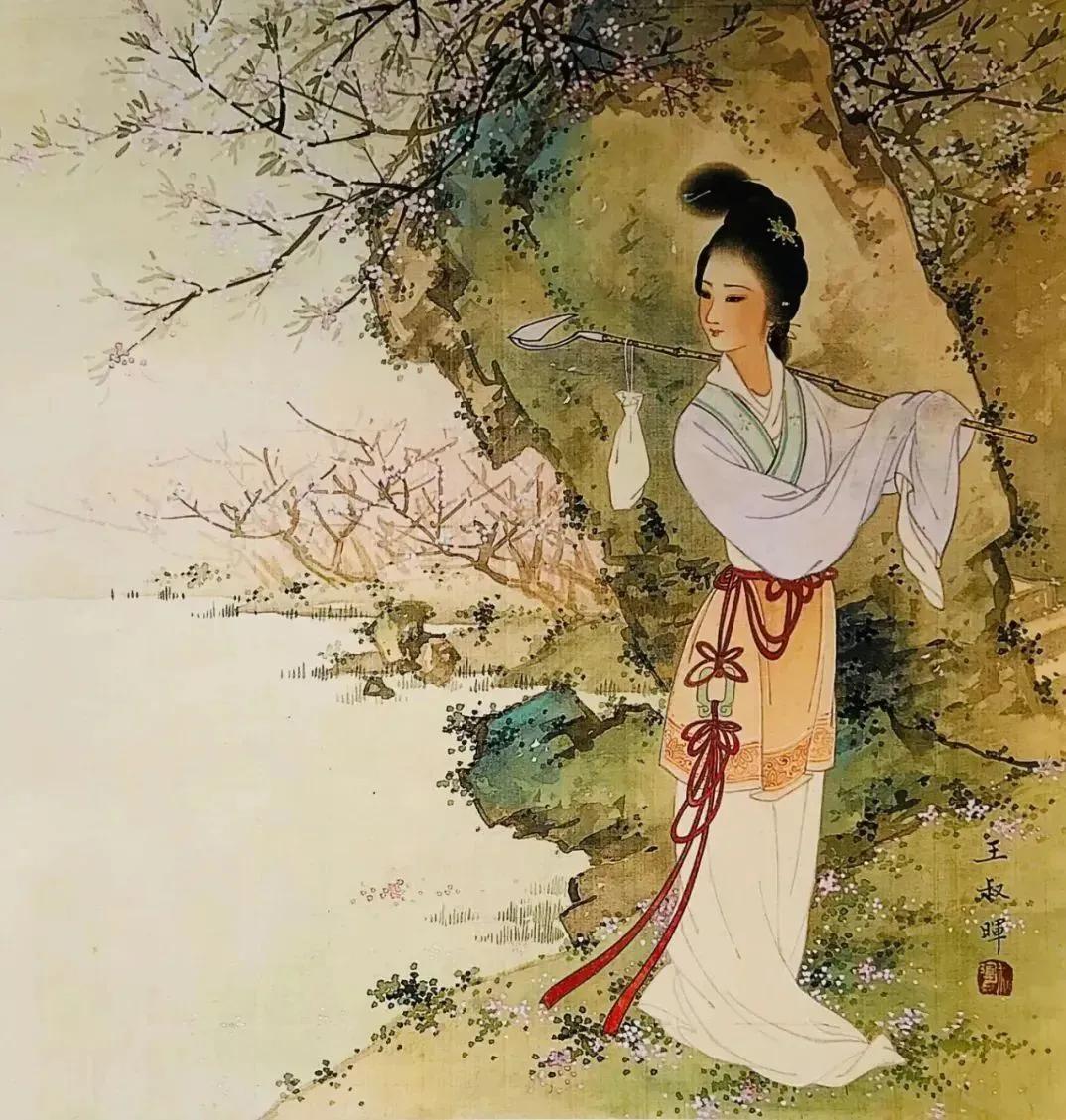 　【品诗赏画Ⅰ一句诗赞美女性的纤细之美。王叔晖画红楼，美人惊艳】

　　香生舞袂