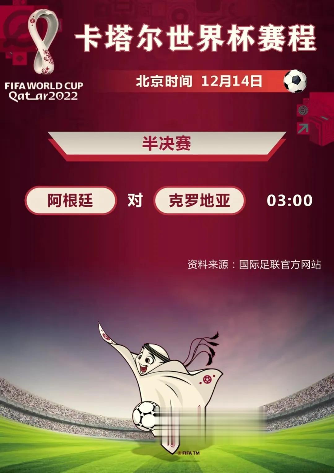 世界杯：半决赛，阿根廷将迎战克