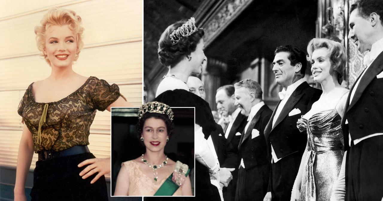 玛丽莲·梦露见到英国女王伊丽莎白二世的瞬间！
1956年10月29日，当时最著名