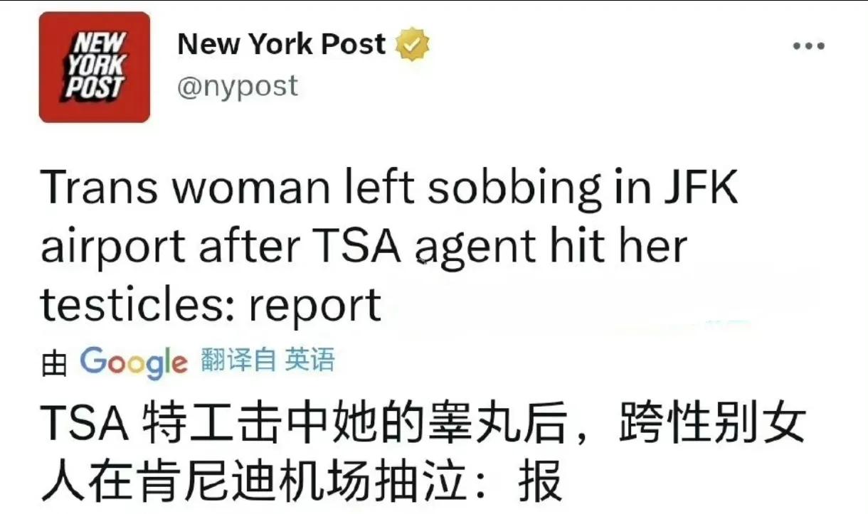 外网最火八卦笑死人：美国变性女被踢中睾丸，网友争论是啥性别？

这是一条在外网刷