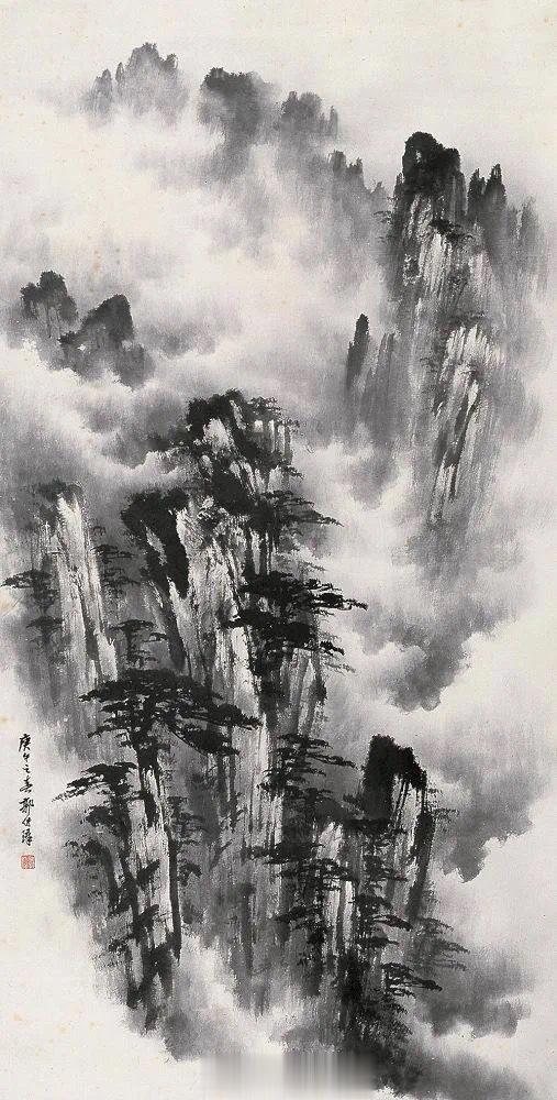 “漫将一夜梨花雨，泼湿黄山几段云”郭传璋(1912-1990)山东惠民人，曾为北