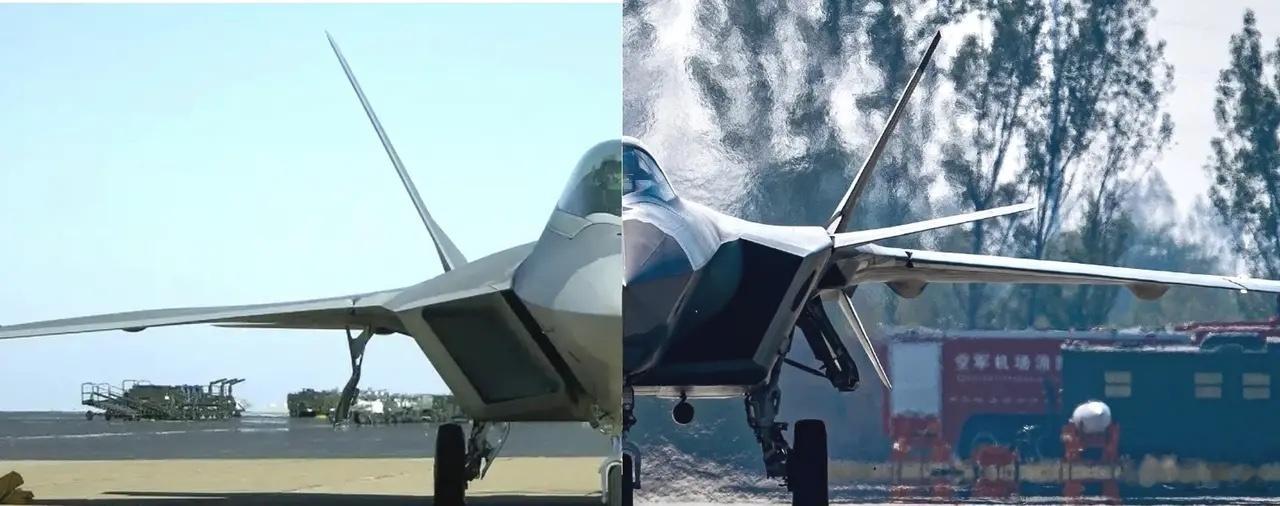歼20，F22正面合图对比！ ​​​