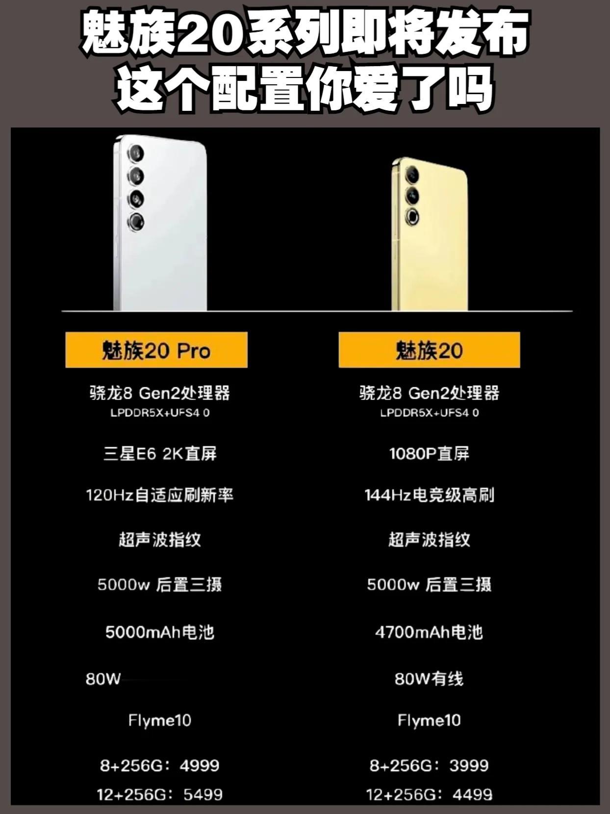 魅族20系列参数汇总，珠海小三星来了 魅族20 #魅族20系列