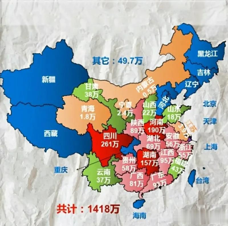 抗战期间各省参军出兵人数