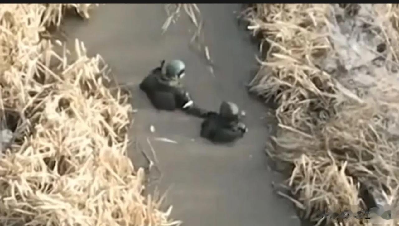 乌军太不人道，可恨可恶！

乌军在媒体发布视频，乌军无人机侦查到水渠里的两名俄军