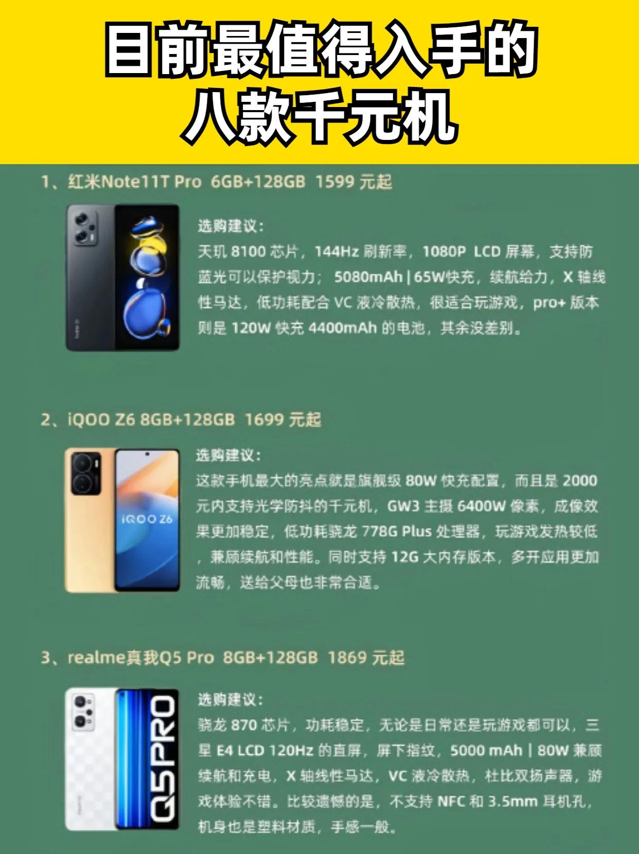 目前最值得入手的八款千元机 ，你用过哪款？ 手机 #手机推荐