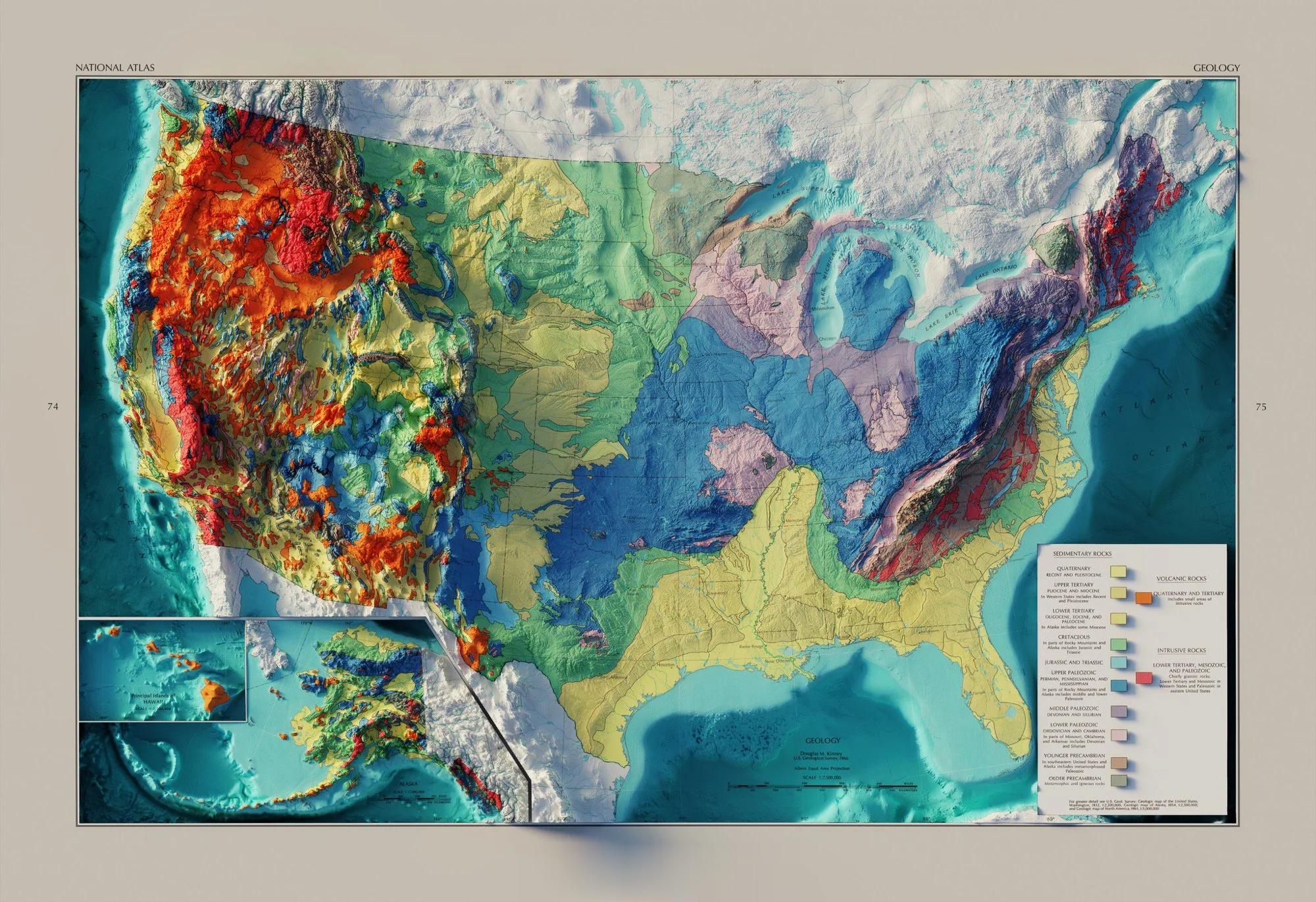 1966 年美国地质勘探局3D 渲染地图 ​​​