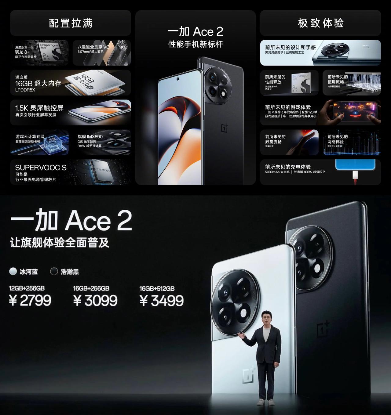 一加Ace 2正式发布：

12+256GB｜售价2799元
16+256GB｜
