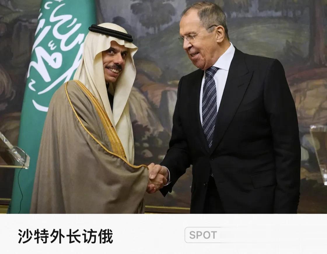 沙特阿拉伯外交大臣 Faisal bin Farhan 与俄罗斯外交部长 Ser