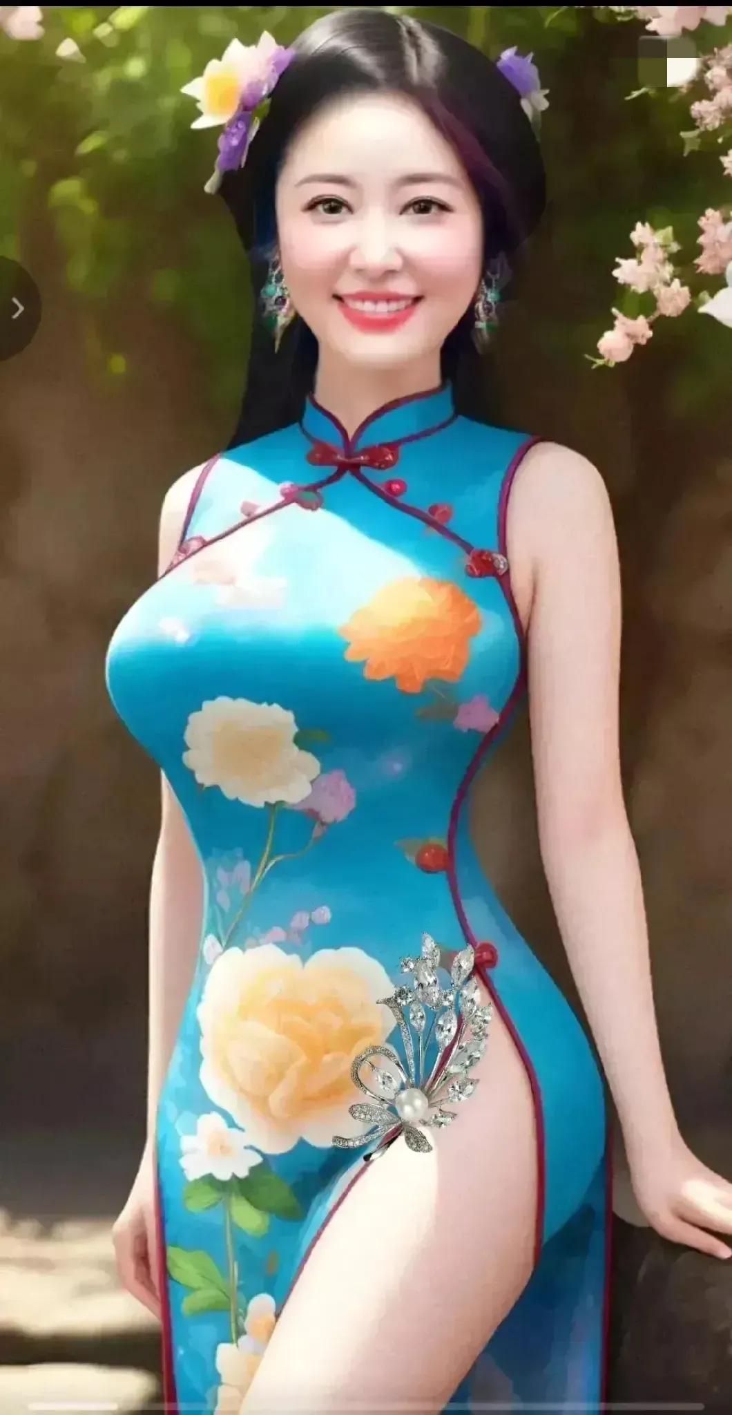 这是林心如最美的照片吧？面如桃花，身材劲爆，一袭花色旗袍尽显东方女性的魅力！