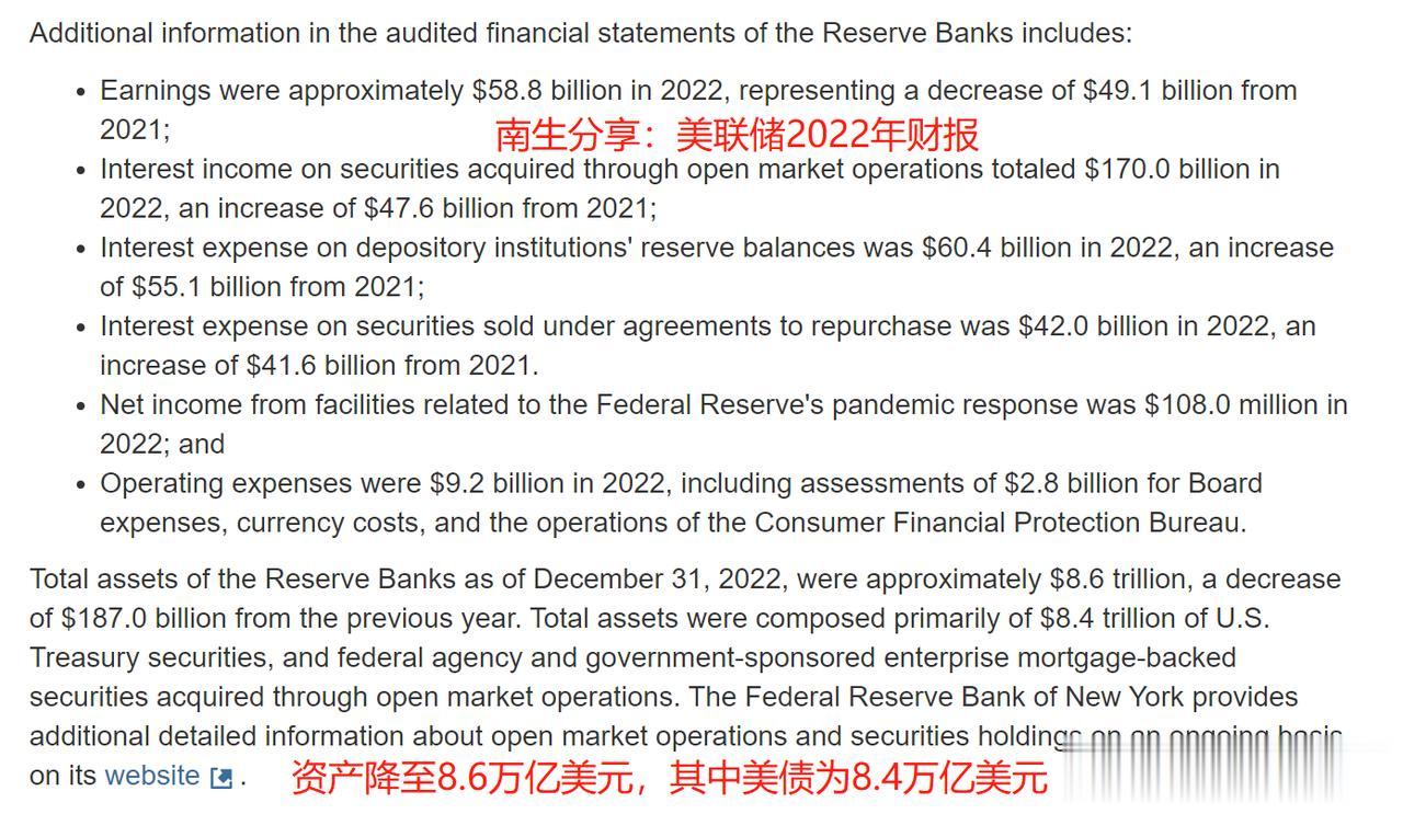 美联储公布2022年财报！收入1701亿美元，支出1113亿美元，盈利588亿美