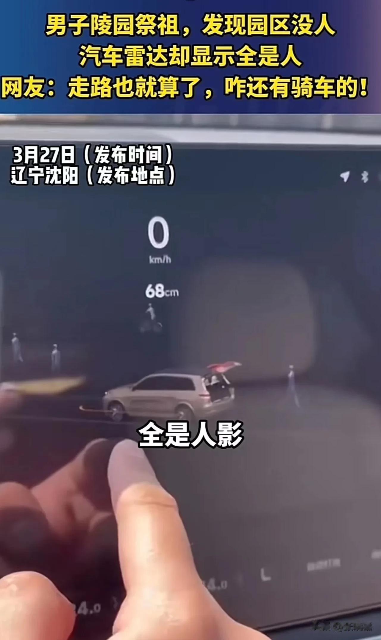 辽宁沈阳，男子回乡祭祖，下一刻在墓地吓得毛骨悚然！原来，男子的汽车雷达显示周围都