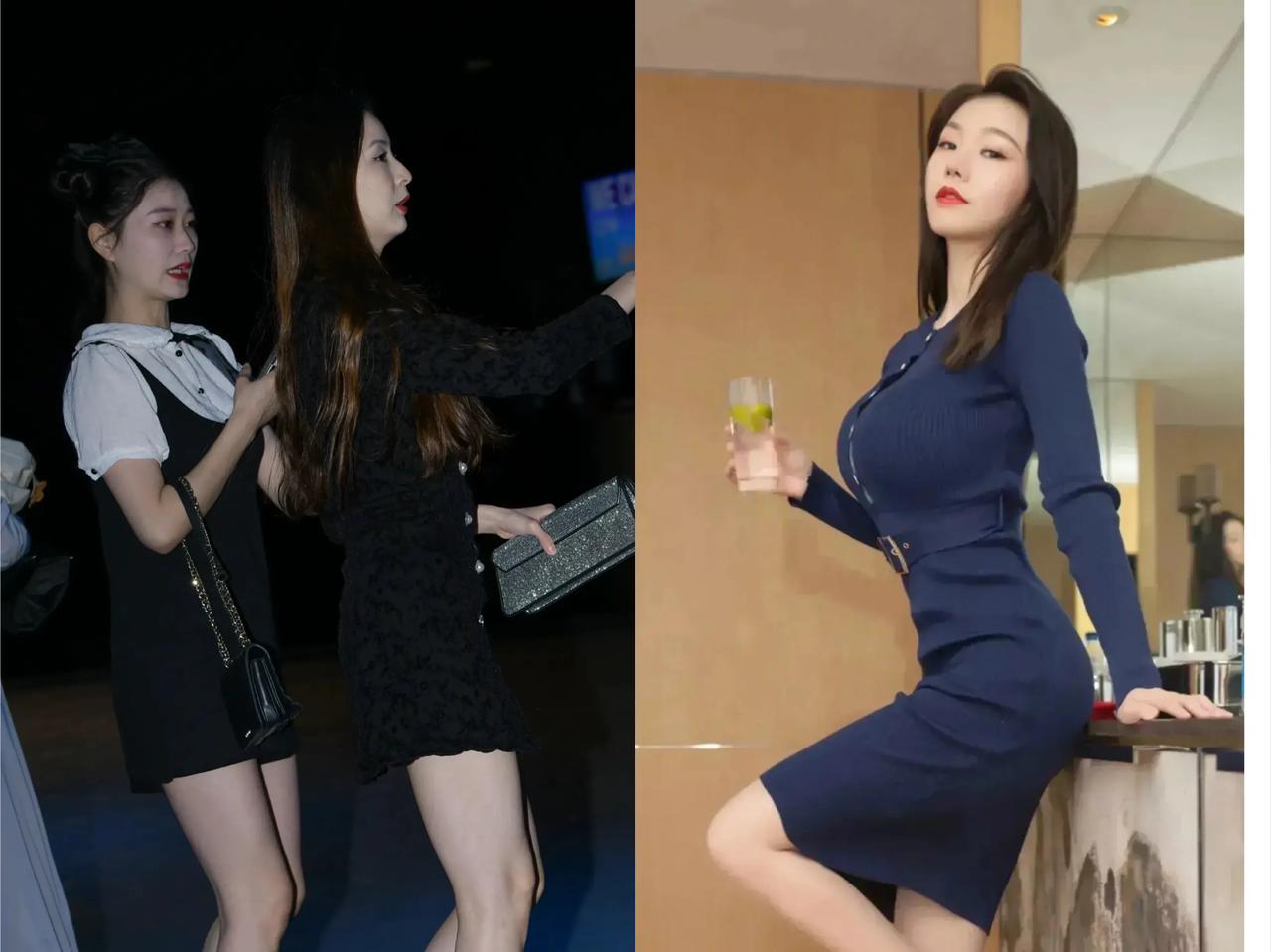 美女欣赏-街拍-全身黑裙装小姐