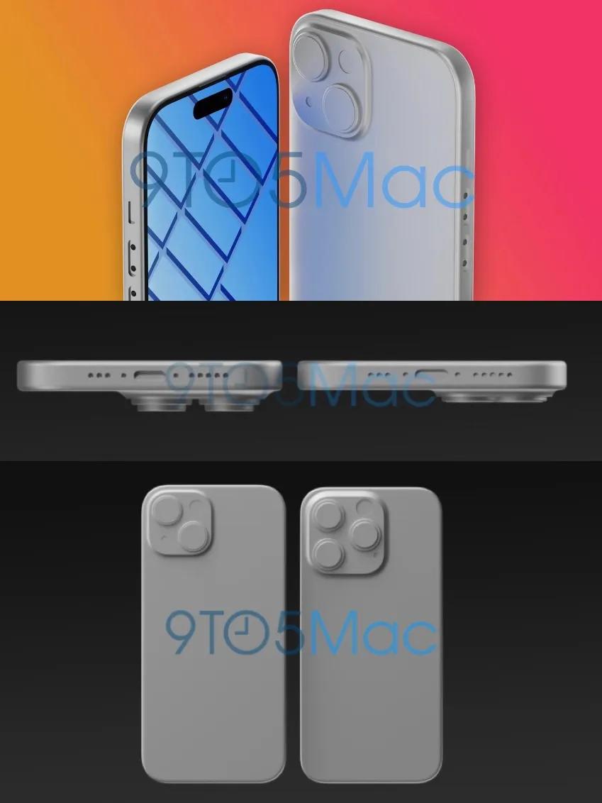  国外科技媒体9to5Mac再次分享了iPhone 15 Pllus的渲染图，i